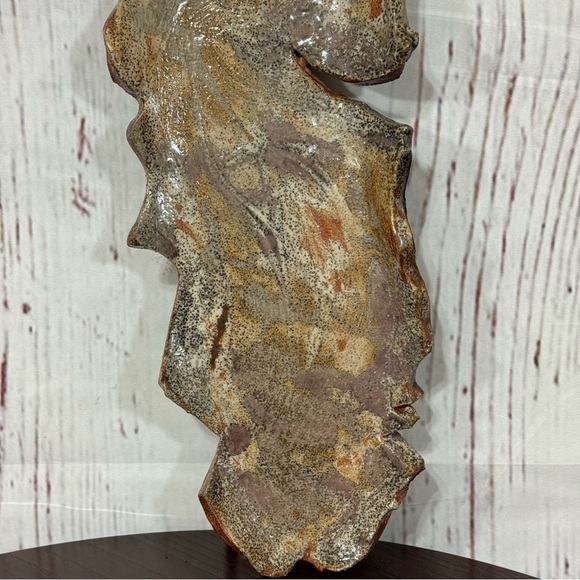 Abstract Art Brown Clay Decorative Serving Trinket Tray Plate local artisan made - Picture 6 of 12